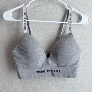 Victoria's Secret Perfect Comfort Wireless Bralette Bra Gray and White Large
